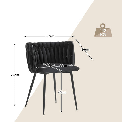 Rootz 2 Piece Modern Velvet Dining Chairs - Luxury Dining Room Seats - Elegant Velvet Chairs - Comfort & Style - 57cm x 50cm x 72cm