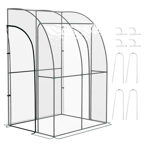 Rootz Outdoor Leaning Greenhouse - Plant Protector - Portable Cold Frame - UV-Resistant PVC - 1.43m x 1.18m x 2.12m
