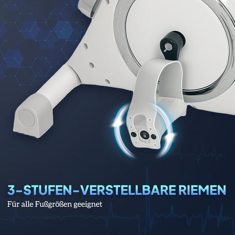 Rootz Mini Home Trainer - Under-the-Desk Foot Pedal - Arm & Leg Exercises - 8 Resistance Levels - Steel, White - 48cm x 43cm x 31cm