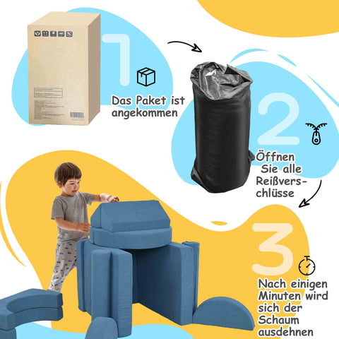 Rootz Soft Building Blocks Set - Play Sofa - Kids' Furniture - Promotes Motor Skills - 140L x 102W x 46H cm