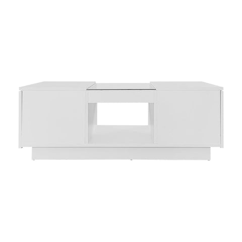Rootz Modern Coffee Table - White Centerpiece - LED Accent Table - App-Controlled Lighting - 100cm x 50cm x 35.5cm