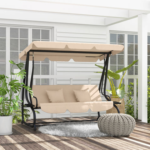 Rootz Rocking Bench - Garden Swing - 3-Seater Hollywood Swing - Steel Frame - 200 x 120 x 164 cm - Includes Beverage Holders