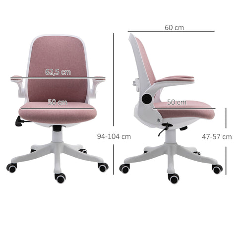 Rootz Pink Office Chair - Desk Chair - Ergonomic Seating - Adjustable Lumbar Support - 62.5cm x 60cm x 94-104cm