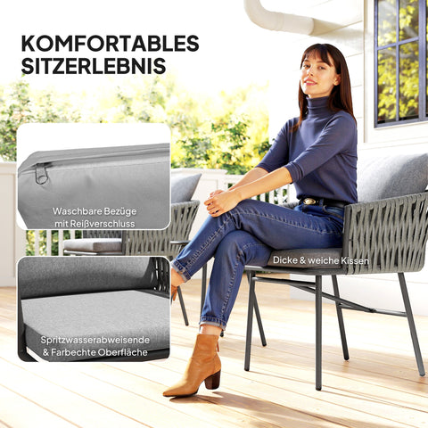 Rootz 3-Part Outdoor Furniture Set - Garden Bistro Set - Patio Furniture - Durable Steel Frame - 63cm x 58cm x 69cm - Grey