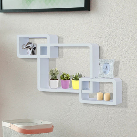 Rootz Wall Shelf - Cube Shelf - Cube Shelf With 3 Compartments - MDF - White - L38 x W12 x H30cm