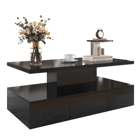 Rootz High-Gloss Coffee Table - Modern Table - Contemporary Table - Storage Solution - 100L x 50W x 39H cm