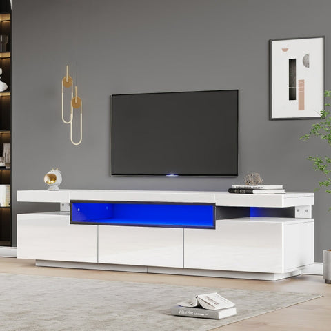 Rootz High-Gloss TV Cabinet - Media Console - Entertainment Center - LED Lighting - 160cm x 39cm x 42cm