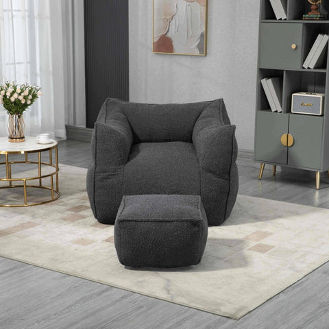 Rootz Bouclé Bean Bag - Memory Foam Chair - Lounge Armchair - Ultimate Comfort - 91x83x66cm