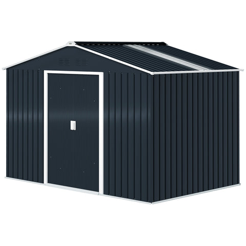 Rootz Metal Tool Shed - Bicycle Shed - Garden Equipment House - Weatherproof & Ventilated - 277 x 195 x 192 cm