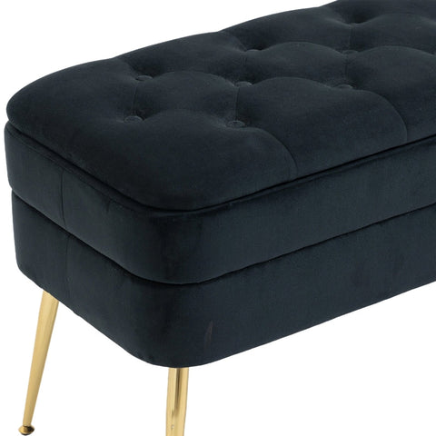 Rootz Velvet Pouf Bench - Ottoman - Storage Bench - Adds Comfort & Style - 104cm x 40cm x 51cm