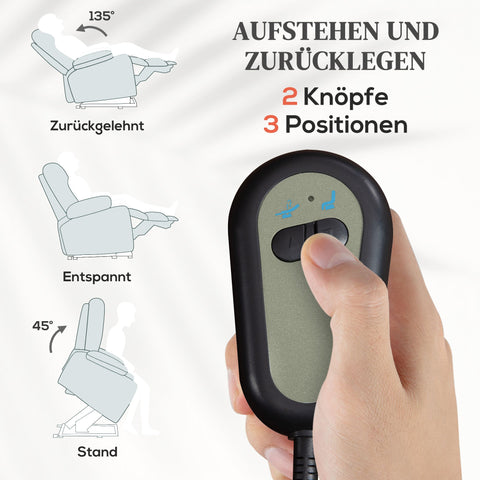 Rootz Electric Riser Chair - Recliner - Massage Chair - Velvet Fabric for Optimal Comfort - 101W x 93D x 104H cm