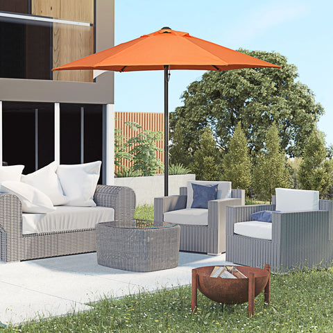 Rootz Parasol Ø196 cm - Hexagonal Balcony Screen - Sunshade - Aluminum Frame - Easy Open - Perfect for Garden & Beach Use - Orange