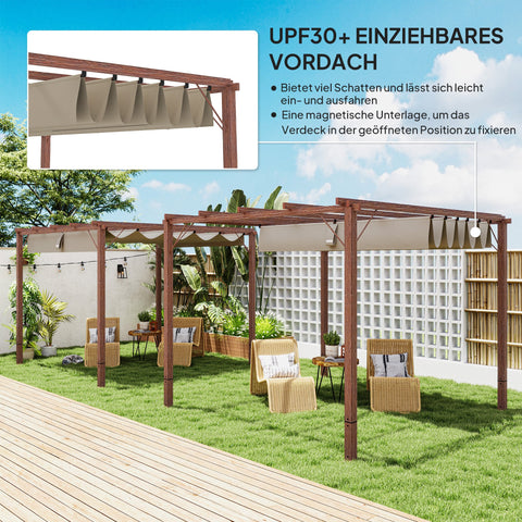 Rootz 3x3 m Garden Pergola - Terrace Canopy - Patio Cover - UPF30+ Sun Protection - Aluminum Frame - 299x296x232 cm
