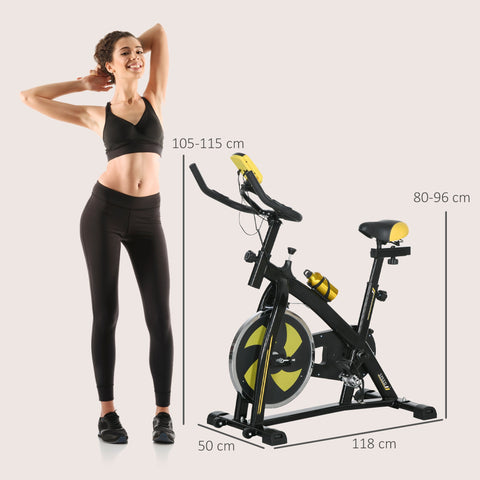 Rootz Home Trainer - Exercise Bike - Fitness Bike - Customizable Resistance - 118cm x 50cm x 105-115cm - Yellow