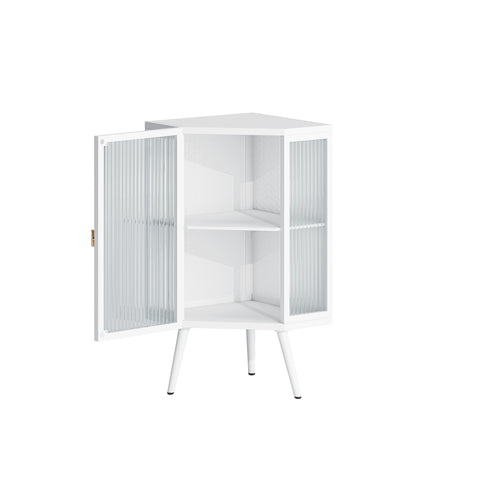 Rootz Corner Cabinet with Glass Door - Adjustable Shelf - Modern Design - Space-Saving - 56.5 × 42.5 × 80 cm