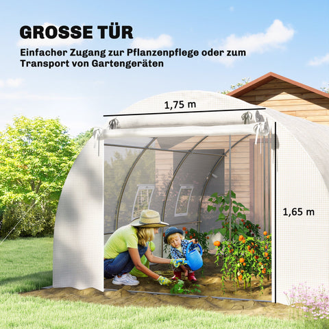 Rootz Foil Greenhouse - Plastic Cover - Tunnel Greenhouse - Garden Plant Shelter - UV Protection - 396x300x200 cm - Mesh Door - Spacious & Stable