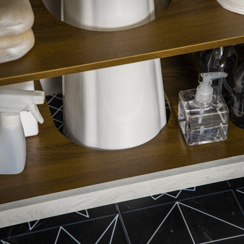 Rootz Bathroom Sink Base Cabinet - Vanity Unit - Sink Storage - Sleek Design - 60 x 30 x 60 cm - White & Brown