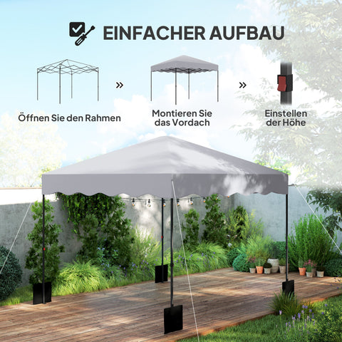 Rootz 3 x 3m Pop-Up Pavilion - Garden Tent - Adjustable Gazebo - UV Protection - 297x297x287cm