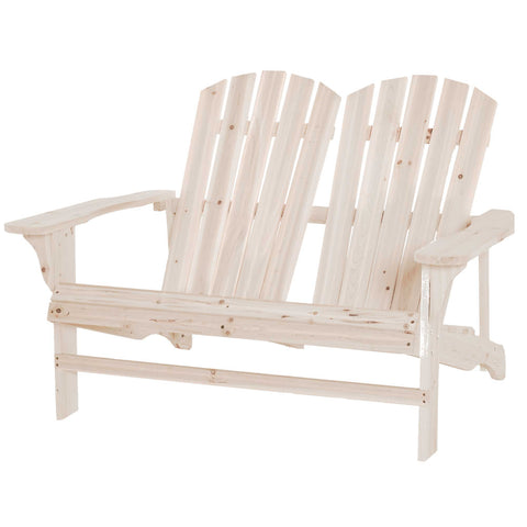 Rootz Adirondack Garden Bench - Outdoor Bench - Wooden Slat Seat - Wide Armrests - Brown Spruce - 129cm x 90cm x 86cm
