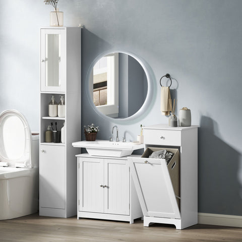 Rootz Bathroom Cabinet Under Sink - Base Cabinet - 2 Door Cabinet - Ample Storage - 60W x 30D x 60H cm - White Wood