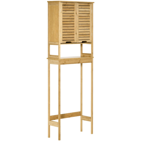 Rootz Bamboo Toilet Shelf - Over Toilet Bathroom Organizer - Storage Cabinet - Space Saving - 60 x 23 x 173 cm