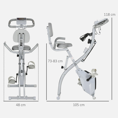 Rootz Foldable Exercise Bike - Stationary Bike - Fitness Cycle - Magnetic Resistance - 105cm x 48cm x 118cm