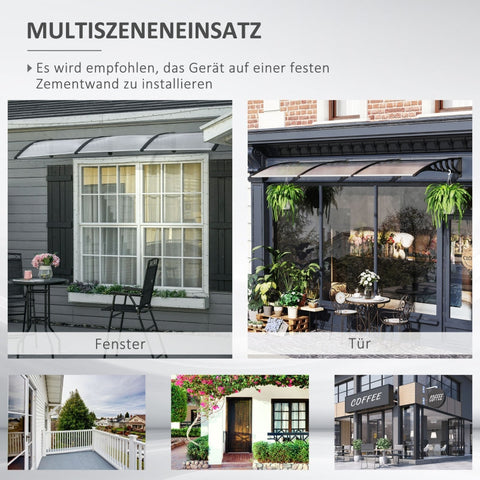 Rootz Entryway Canopy - Door Awning - Window Canopy - UV Protection - 303L x 96W x 27H cm