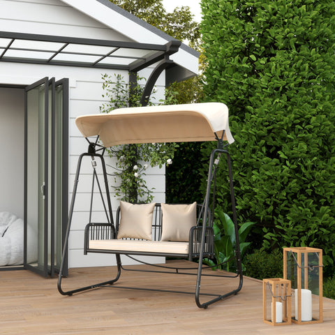 Rootz Rattan Hollywood Swing - 2-Seater Garden Swing - Outdoor Swing - UV Resistant - 149 x 121 x 180 cm