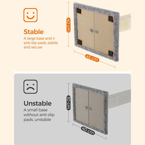 Rootz Cat Scratching Post - Cat Tree - Cat Climbing Tower - Durable Materials - Wide Platform - Easy to Clean - Stable Base - 45cm x 40cm x 71cm