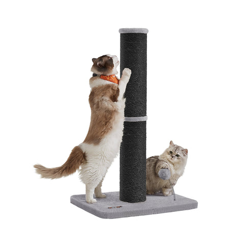 Rootz Scratching Tree - Cat Climbing Tower - Pet Play Tower - Durable Sisal - 50cm x 40cm x 85cm - Black and Grey