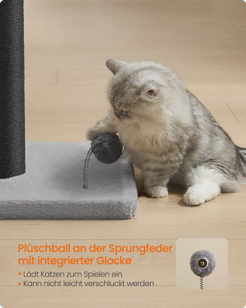 Rootz Scratching Tree - Cat Climbing Tower - Pet Play Tower - Durable Sisal - 50cm x 40cm x 85cm - Black and Grey