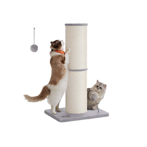 Rootz Cat Scratching Post - Sisal Scratch Tower - Sturdy Cat Entertainment - Grey - 50cm x 40cm x 85cm
