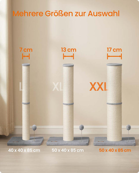 Rootz Cat Scratching Post - Sisal Scratch Tower - Sturdy Cat Entertainment - Grey - 50cm x 40cm x 85cm