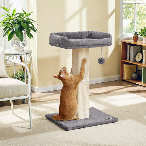 Rootz Light Gray Cat Scratch Tree - Pet Tower - Kitty Play Structure - Durable & Easy to Clean - 45cm x 40cm x 71cm