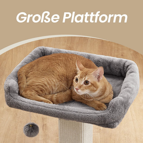 Rootz Light Gray Cat Scratch Tree - Pet Tower - Kitty Play Structure - Durable & Easy to Clean - 45cm x 40cm x 71cm