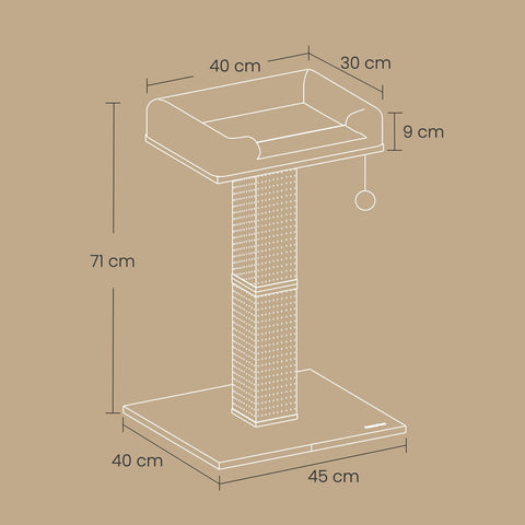Rootz Light Gray Cat Scratch Tree - Pet Tower - Kitty Play Structure - Durable & Easy to Clean - 45cm x 40cm x 71cm