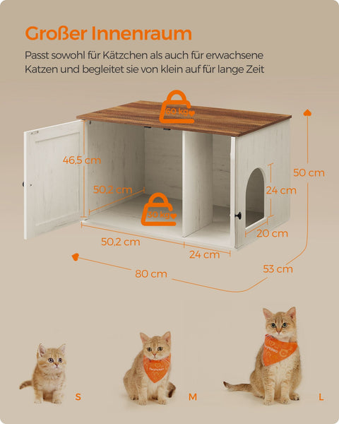 Rootz Cat House - Cat Condo - Kitty Shelter - Removable Partition - Durable Design - 80cm x 53cm x 50cm