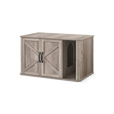 Rootz Cat House - Pet Home - Indoor Shelter - Chipboard - Greige Mottled - 85cm x 48.5cm x 50cm - Double Door - Handles