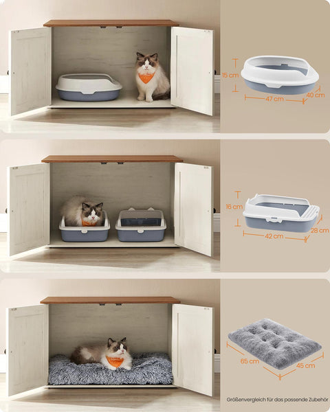 Rootz Wooden Cat Condo - Pet Cabinet - Feline Storage Unit - High Load Capacity - 70cm x 50cm x 50cm
