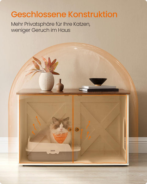 Rootz Wooden Cat Condo - Pet Cabinet - Feline Storage Unit - High Load Capacity - 70cm x 50cm x 50cm