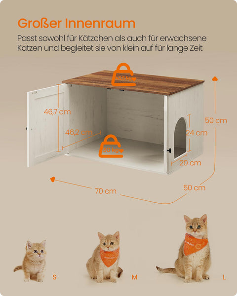 Rootz Wooden Cat Condo - Pet Cabinet - Feline Storage Unit - High Load Capacity - 70cm x 50cm x 50cm
