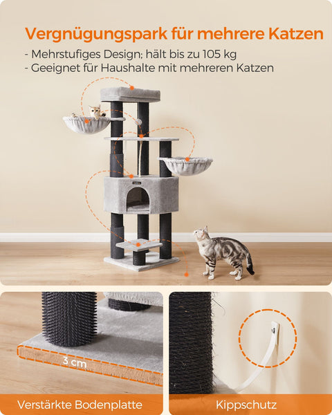 Rootz Scratching Post - Cat Tree - Cat Tower - Self-Warming Blankets - Chipboard - Plush - Sisal - 50cm x 50cm x 160cm