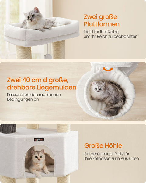 Rootz Cat Scratching Post - Cat Tree - Cat Furniture - Chipboard - Plush - Sisal - 50cm x 50cm x 160cm