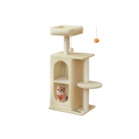 Rootz Cat Scratching Post - Cat Tower - Feline Play Tree - Supports Claw Activity - 45 x 35 x 101 cm