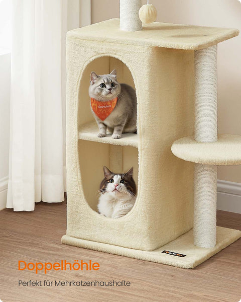Rootz Cat Scratching Post - Cat Tower - Feline Play Tree - Supports Claw Activity - 45 x 35 x 101 cm