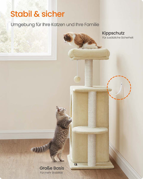 Rootz Cat Scratching Post - Cat Tower - Feline Play Tree - Supports Claw Activity - 45 x 35 x 101 cm