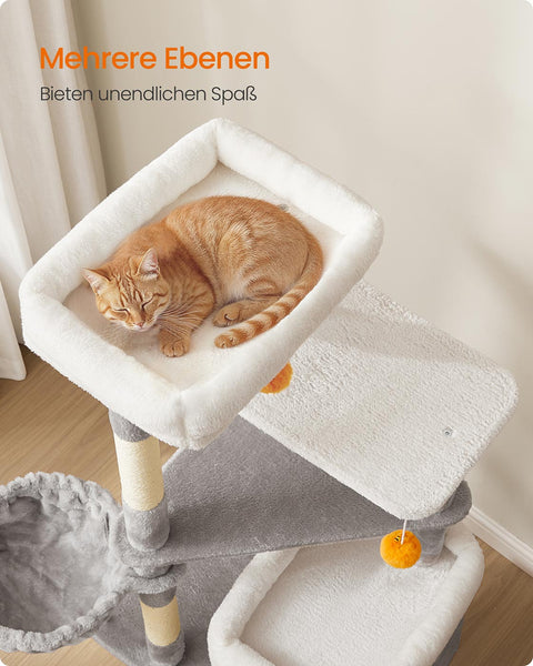 Rootz Cat Tree Scratching Post - Kitty Tower - Cat Condo - Plush Sisal - 53cm x 46cm x 152cm - Pigeon Gray