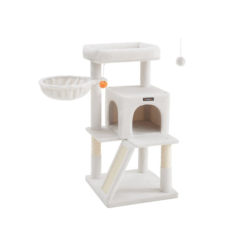 Rootz Cat Scratching Post - Kitty Condo - Cat Tree - Chipboard & Plush - 48cm x 48cm x 96cm - 11.6kg - 50kg Capacity