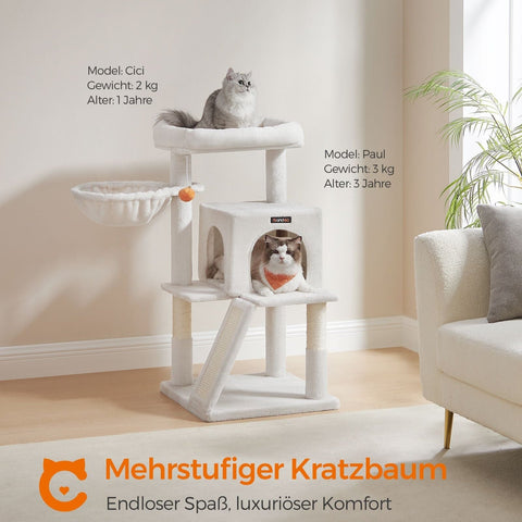 Rootz Cat Scratching Post - Kitty Condo - Cat Tree - Chipboard & Plush - 48cm x 48cm x 96cm - 11.6kg - 50kg Capacity