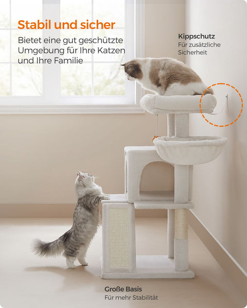 Rootz Cat Scratching Post - Kitty Condo - Cat Tree - Chipboard & Plush - 48cm x 48cm x 96cm - 11.6kg - 50kg Capacity